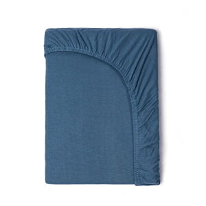 Dětské modré bavlněné elastické prostěradlo Good Morning, 70 x 140/150 cm