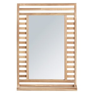 Nástěnné zrcadlo s poličkou  s dřevěným rámem 50x70 cm Acina – Wenko