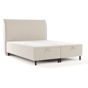 Béžová čalouněná dvoulůžková postel s úložným prostorem 180x200 cm Pearl – Maison de Rêve